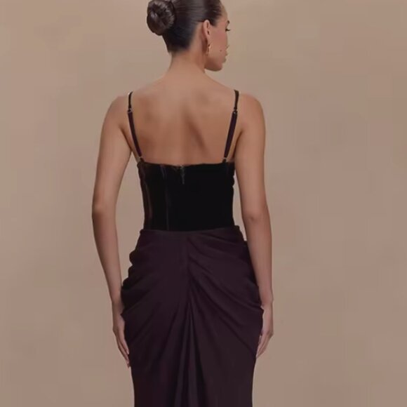 NWT Meshki Roxanne Velvet Corset Maxi Dress - Cacao Brown XS Xsmall 2US 34EU - Picture 5 of 12